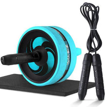 Load image into Gallery viewer, 2 in 1 Ab Roller&amp; Jump Rope Abdominal Wheel with Mat For Arm Waist Leg Exercise Gym Fitness Equipment