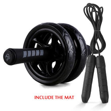 Load image into Gallery viewer, 2 in 1 Ab Roller&amp; Jump Rope Abdominal Wheel with Mat For Arm Waist Leg Exercise Gym Fitness Equipment