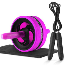Load image into Gallery viewer, 2 in 1 Ab Roller&amp; Jump Rope Abdominal Wheel with Mat For Arm Waist Leg Exercise Gym Fitness Equipment